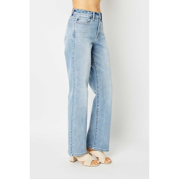 Women's High Waisted Straight Leg Jeans Cotton Blend Rips Flattering Fit - Picture 4 of 6